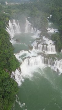 Aerial View of Ban Gioc Detian Waterfall in Cao Bang, Vietnam