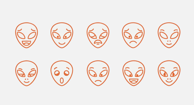 Alien emotion icons on white