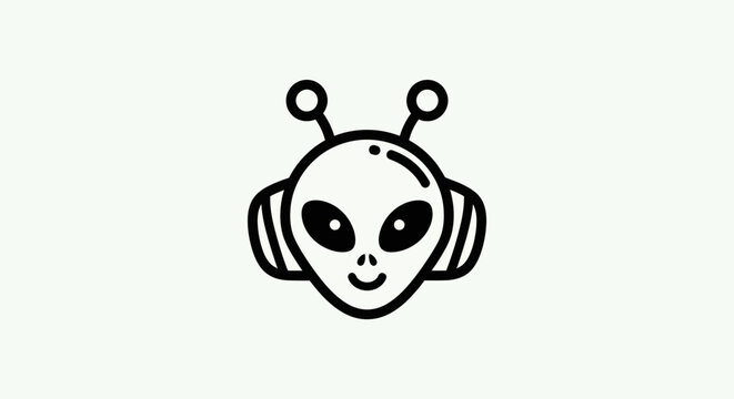 Alien head design with headphones