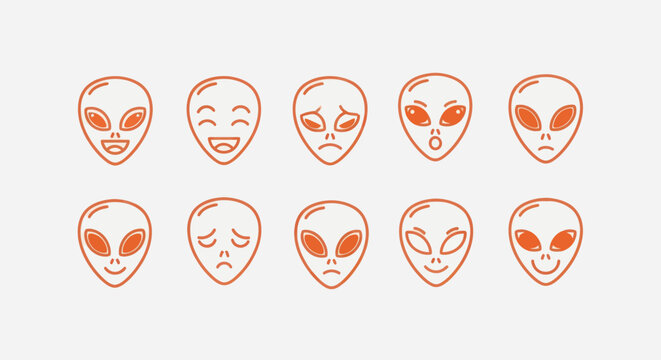 Alien head emoticons in orange and white