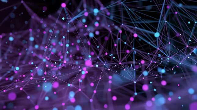 Abstract Network of Glowing Particles and Lines.