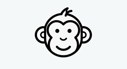 Cartoon monkey face outline illustration © Ever
