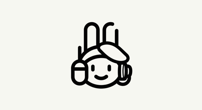 Cartoon character head with headphones