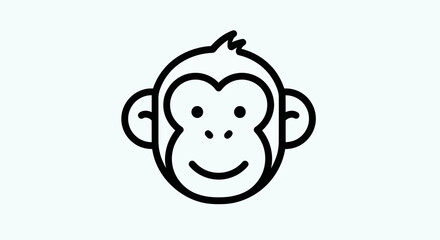 Cartoon monkey face outline illustration © Ever