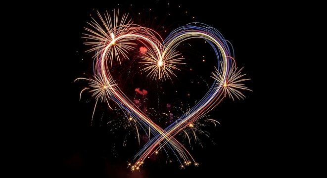 Diwali fireworks heart shaped celebration display for festival of lights