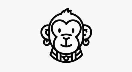Cartoon monkey head illustration © Ever