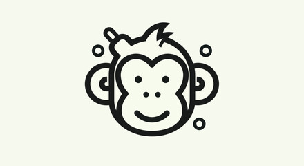 Cartoon monkey head illustration © Ever