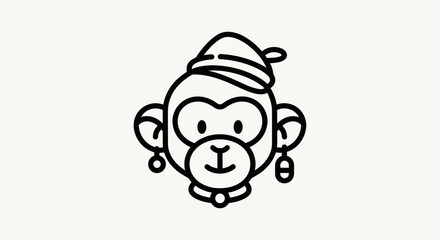 Cartoon monkey wearing festive hat © Ever