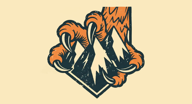 Eagle Talon Ripping Through Mountain Peak Emblem Illustration.