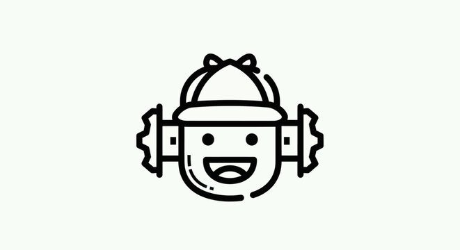 Cartoon face with earmuffs icon