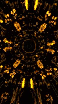 Symmetrical golden mandala with layered radial geometry and steady rotation, abstract sacred geometry vertical reel designed for meditation visuals and visual harmony
