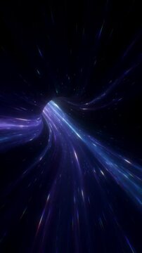 Deep blue hyperspace tunnel with flowing star trails and cinematic depth, immersive vertical reel visualizing cosmic travel through vast interstellar space
