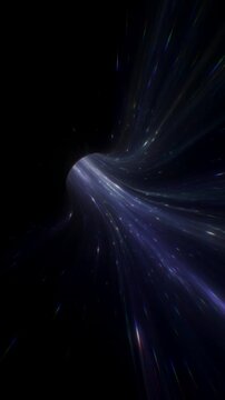 Dark cosmic warp with subtle light streaks and smooth forward motion, abstract vertical reel representing deep space travel and immersive sci-fi environments
