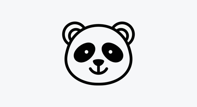 Cartoon panda face on white background