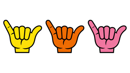 Obraz premium Three colorful peace hand signs isolated Vector