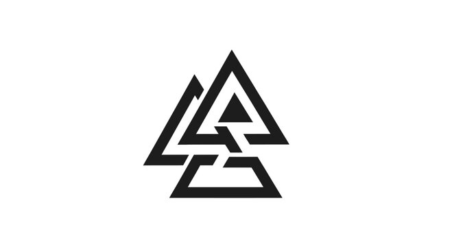 Black geometric symbol with overlapping triangular shapes