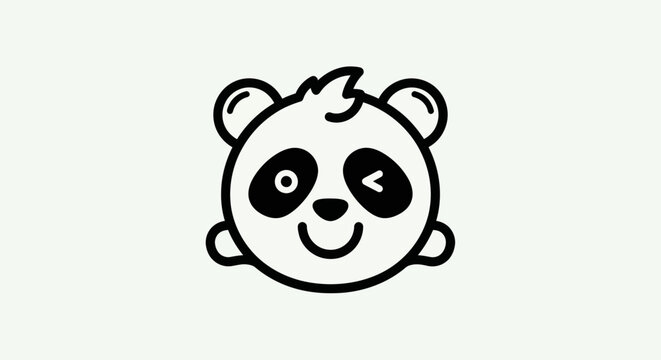 Cartoon panda head graphic illustration