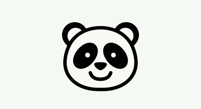 Cartoon panda head icon on white