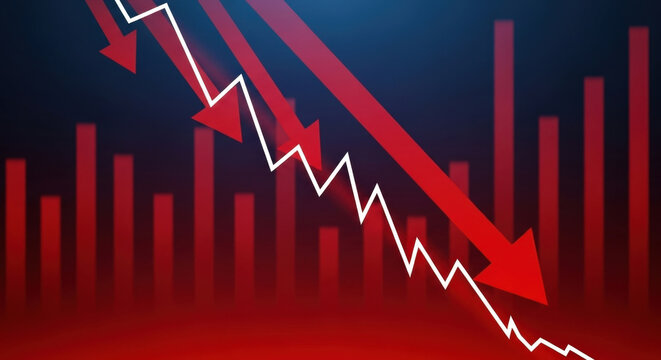 Economic Recession Financial Crisis Stock Market Crash Downtrend Graph Falling Arrows Investment Loss Economic Decline Business Downturn Bear Market Concept