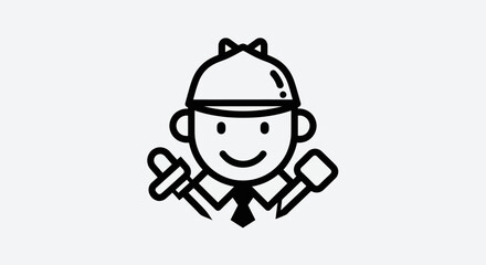 Fototapeta premium Cartoon carpenter icon illustration
