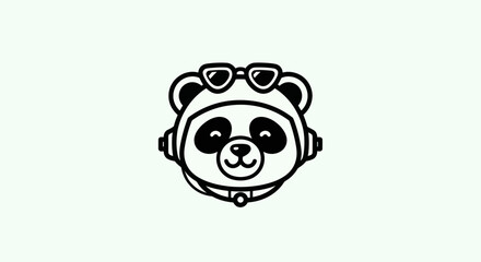 Cartoon panda pilot head illustration © Ever