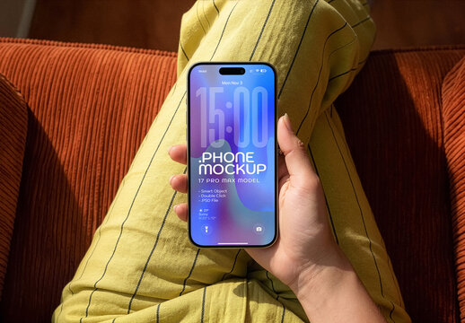 Smartphone Screen Mockup In Woman Handheld