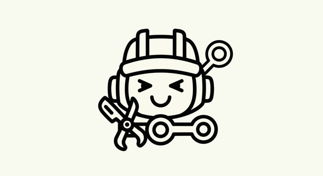 Cartoon robot engineer with tools