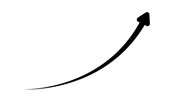 Minimalist upward arrow icon indicating growth and progress on withe background.4k video animation