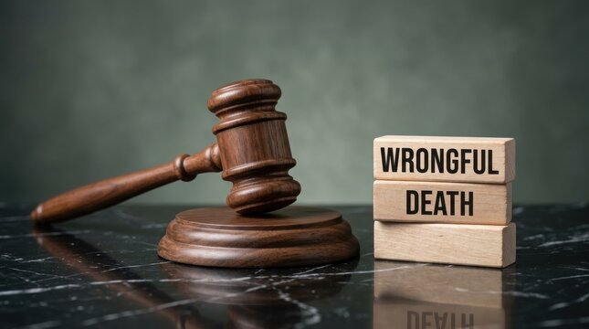 Wooden gavel and blocks spelling wrongful death