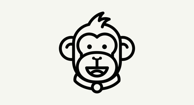 Cartoon monkey face isolated on white