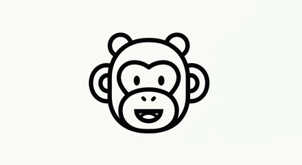 Cartoon monkey face outline illustration © Soge