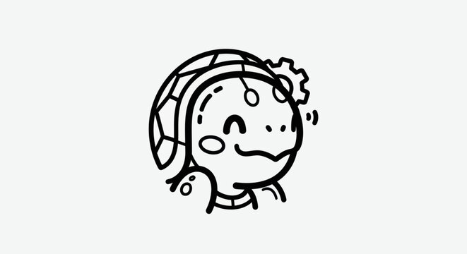 Cartoon turtle icon smiling