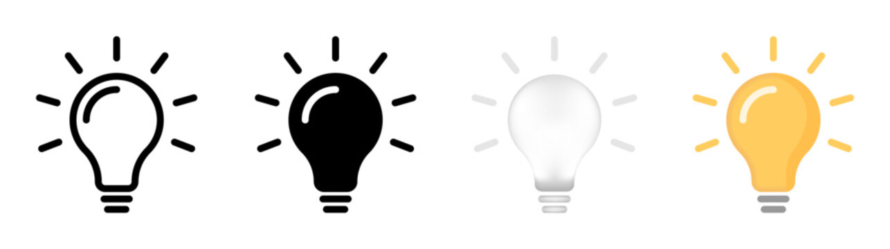 Modern Lamp and Light Bulb Idea icon Set, Innovation and Inspiration Vector Icons