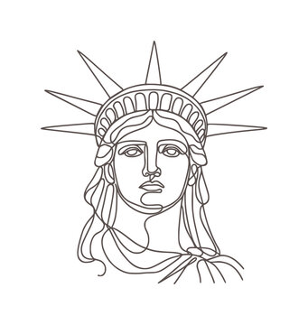 hand drawing continous line depicts the face of miss liberty statue (artwork 3)