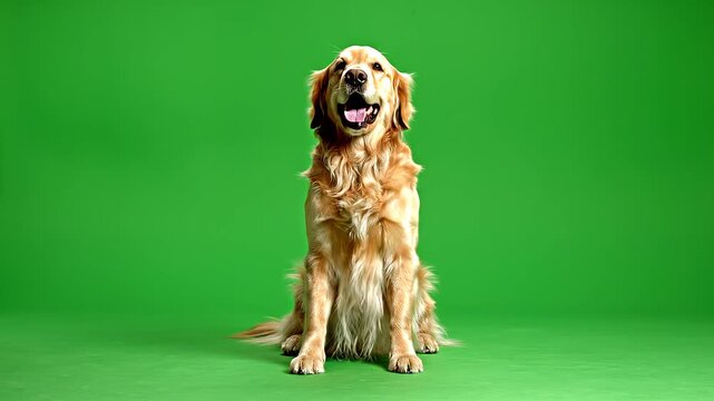 A dog laughing on green screen background