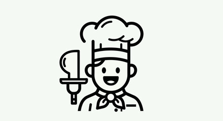 Fototapeta premium Chef icon holding serving tool