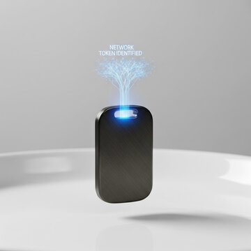 Compact Hardware Token Device Emitting Blue Digital Light Tree