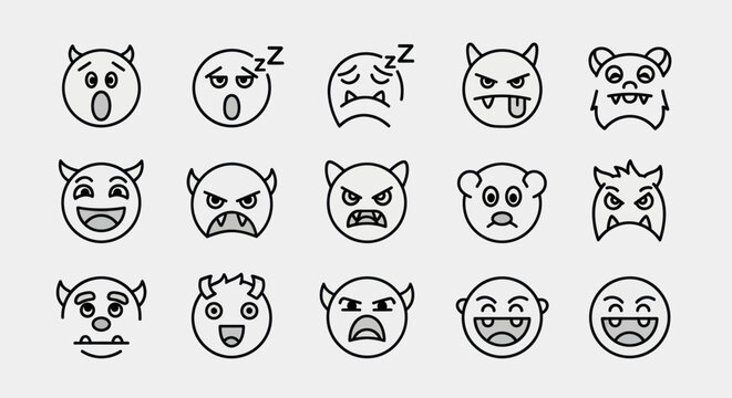 Monster emoji set expressions