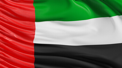 Obraz premium UAE Flag Full Screen Waving Fabric Texture | Red Green White and Black United Arab Emirates National Flag Background