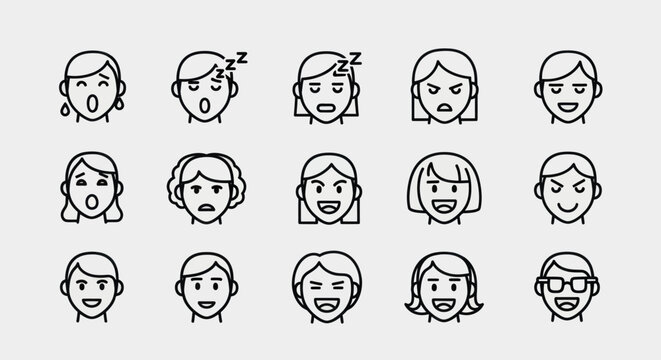 People emotions expressed in icon style