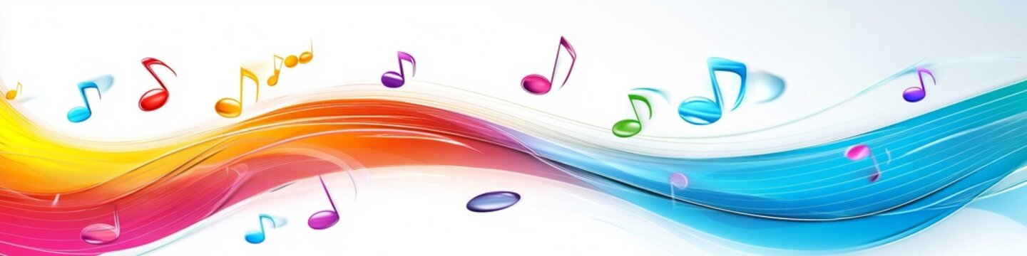 Vibrant Music Spectrum with Colorful Notes and Modern Design Elements for Digital Art Creations