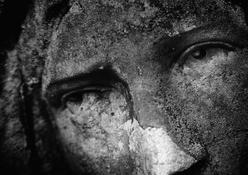 Dramatic closeup of Cassandra ancient statue symbolizing ignored prophecy and tragic fate