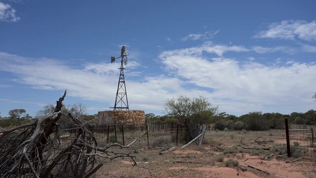 Wind Turbine on a old abandoned Farm in Western Australia, Video, Australia, Down under
