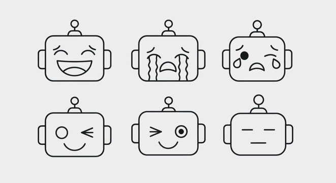 Robot emotions set illustration