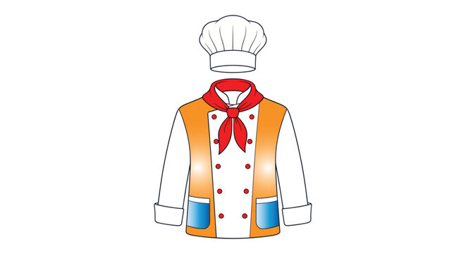 Chef uniform with hat and neckerchief illustration on white background