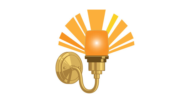 Wall sconce with glowing light vector illustration on white background