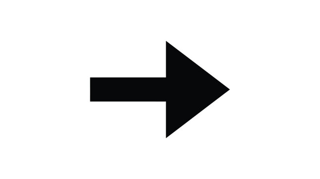 Black arrow pointing to the right simple flat design silhouette