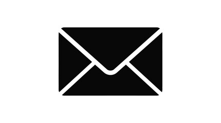 Closed envelope icon flat black silhouette on white background © Sohel