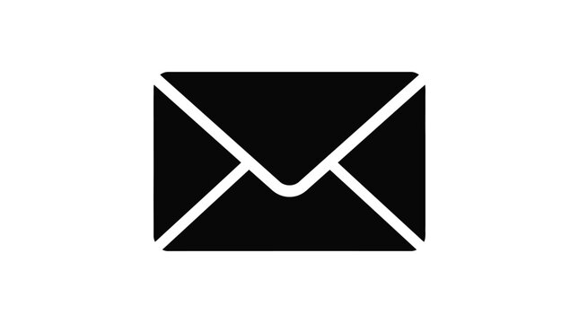Closed envelope icon flat black silhouette on white background