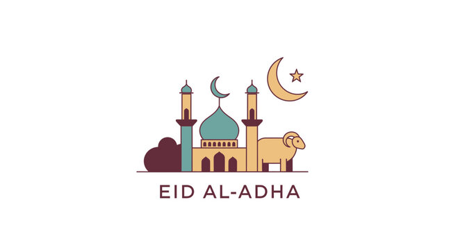 Eid Al Adha Mosque Illustration Graphic.